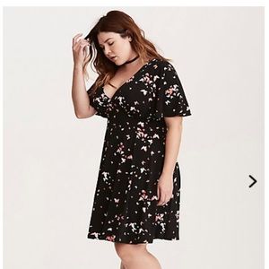 Torrid Butterfly Print V-Neck Flutter Sleeve Dress